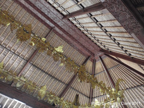 Ceiling of lobby wing. Notice the intricately carved details.