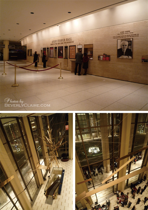Views of the lobby at the Avery Fisher Hall.